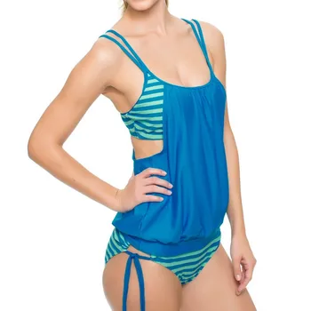Striped Tankini Push Up Swimwear Women Swimsuit Plus Size Swimwear Female Tankini Set Top Summer Beach Wear Bathing Suits 2017