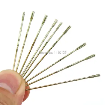 10Pcs 1.8 mm Diamond Coated Lapidary Drill Hole Needle Solid Bits 2# for Jewelry Agate