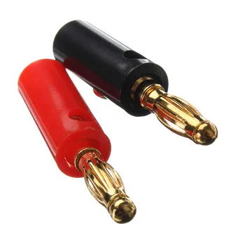 1 Pair Gold Plated Audio Screw 4mm Banana Plug Connector Speaker Cable Amp Black Red Color