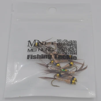 MNFT 10Pcs/Pack 8# Bead Head Silver String Wrapped Body Nymph Flies Trout Fly Fishing Baits