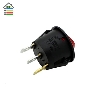 New 10PC 220-250V Mini Black 3 Pin SPDT ON-OFF Snap In Round Boat Rocker Switch with Red Light 20mm Hole