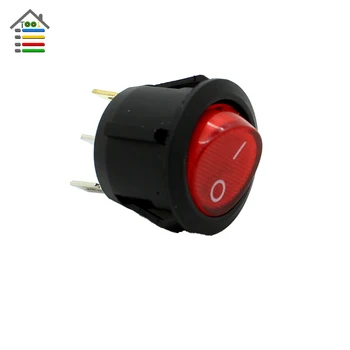 New 10PC 220-250V Mini Black 3 Pin SPDT ON-OFF Snap In Round Boat Rocker Switch with Red Light 20mm Hole