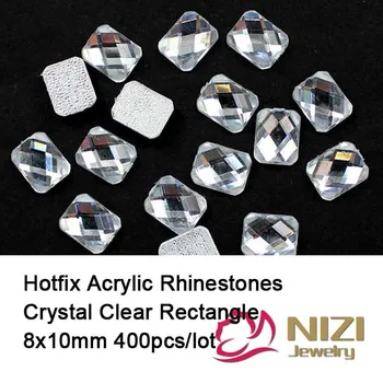 Hotfix Rhinestones Flatback 8x10mm 400pcs Iron On Strass Crystal Clear Acrylic Rhinestones For Wedding Designs New Rhinestones