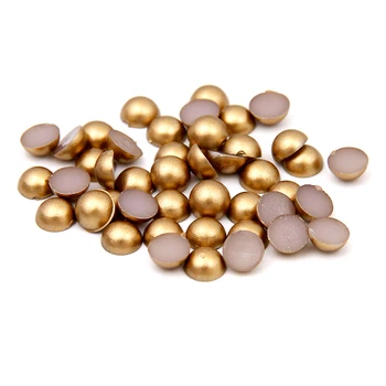 New Arrive Resin Half Round Pearls Bead Matte Gold Color Beauty Glue On 3D Nails Art Backpack Clothes DIY Design Decorations