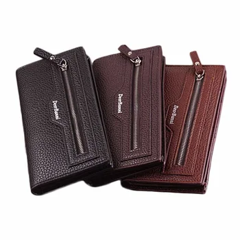 Fashion PU Leather Money Card Holder Simple Fashion Mens Wallet Zipper Closure Type Wallet