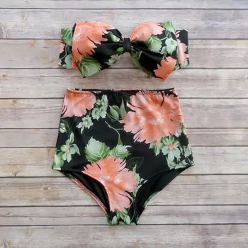 MSSNNG 2017 New Floral Print High Waist Sexy Swimsuit Push Up Bikini Plus Size Swimwear Women Bikinis For Famme Large Sizes 3XL