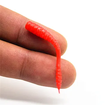 50Pcs/lot 45mm 0.5g Simulation Earthworm red Worms Artificial Fishing Lure Tackle Soft Bait Lifelike Fishy Smell Lures Red FA344