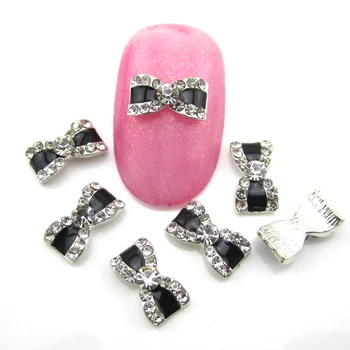 10pcs new glitter 3d bows nail art gold charms supplies for nail beauty YX144