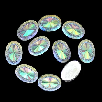 13x18mm 100pcs/lot Oval Cabochons Flatback Resin Rhinestones For Jewelry Decoration 7 Color For Choose Fashion Rhinestone Beads