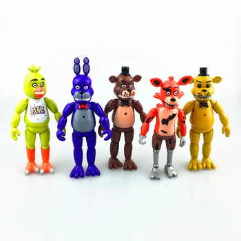 5 Pcs/set Five Nights At Freddy's Action Figure Toys 15cm Foxy Freddy Chica Freddy PVC model Dolls With LED Lights for kids gift