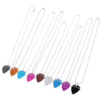4Pcs/Lot Aluminium Alloy Electric Guitar Pick Pendant Necklace Chain Thickness 1.0mm Metal guitar picks Random Color