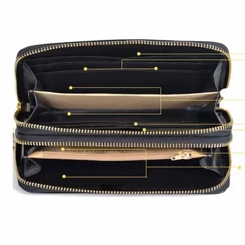 2017 New Fashion Women Wallet Brand Long Double Zipper Design Woman PU Leather Wallets Female Purse Clutch Bag