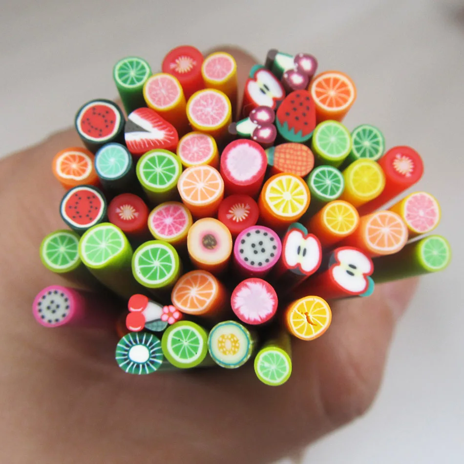 Colorful 3d Fimo Rods Nail Art Sticks Polymer Clay Fruit Canes Cute Fashion Nail Decorations DIY F003