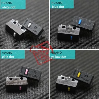 2pcs/pack original new HUANO mouse micro switch micro button white/yellow/blue/pink dot for choice