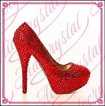Aidocrystal handmade female red diamond wedding shoes sexy fashion women's high heels Dress shoes 10 cm 12 cm 14cm