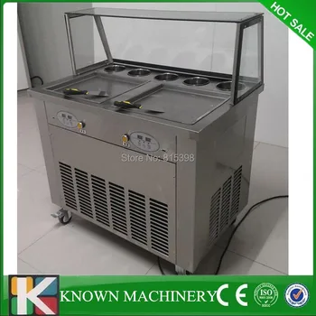 Price with frond glass thailand 2 pan fry ice cream roller machine,ice cream roll freezer machine