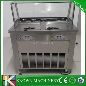 Price with frond glass thailand 2 pan fry ice cream roller machine,ice cream roll freezer machine