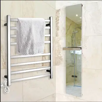 8 BAR Square Electric heated towel rail Stainless Steel Towel Rack Heater