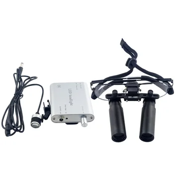 8.0x Magnification Professional Loupes with Metal Frame and Mounted LED Head Light for Dental Surgical Jeweler or Hobby