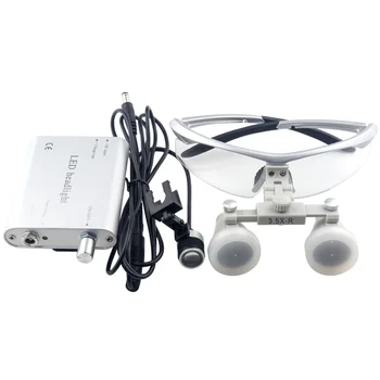 3.5X Magnification Dental Surgical Medical Loupes Binocular Magnifier Glasses with LED Head Light 360-460mm working distance