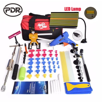 PDR Paintless Dent Repair Tools PDR Dent Removal Herramientas Hot Melt Glue Sticks LED Lamp Reflector Board Hand Tool Set