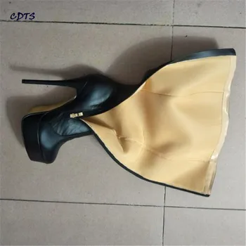 Plus:40-45 46 47 48 Brand 16cm thin heels Knee-high boots Gold bottom platform Suede/PU women shoes ladies wedding/dress pumps