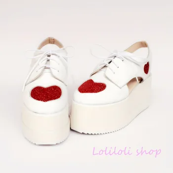 Princess sweet lolita shoes loliloli yoyo Japanese design custom red shinning heart high stepped sole platform sandals 7521