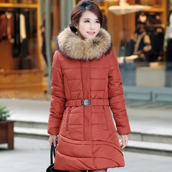 Wadded Jacket Women Parkas Nice Hooded Imitation Fur Collar Warm Winter Padded Cotton Coat Plus Size L-5XL 2 Color HJ222