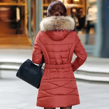 Wadded Jacket Women Parkas Nice Hooded Imitation Fur Collar Warm Winter Padded Cotton Coat Plus Size L-5XL 2 Color HJ222