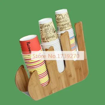 Bamboo papercup shelves,novel Cup Puller,slant 3 lattice drinks cup shelf for Cup Kispensor