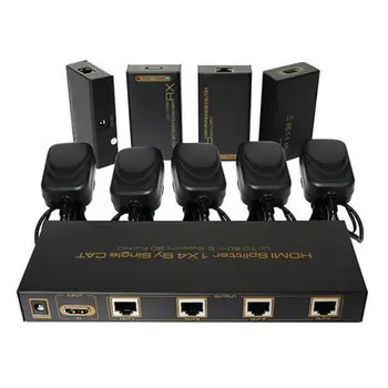HDMI 1X4 cat5e/6e Splitter Extender sender transmitter one in four out 3D 60m_DHL
