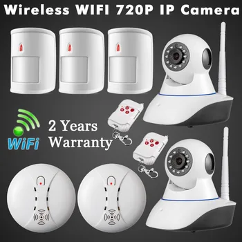 Wireless WiFi IP CCTV Camera Network Surveillance 720P for Home Alarm Security System HD Wireless Smoke Detector Pet immune PIR