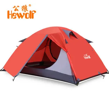 Brand Hewolf!2persons double layer aluminum pole 3season outdoor quick camping tent waterproof big rain have many color choose