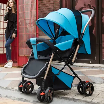 New Arrives Portable Baby Stroller Can Sit Can Lie High Landscape Light Weight Four Wheel Shockproof Folding Easy baby car