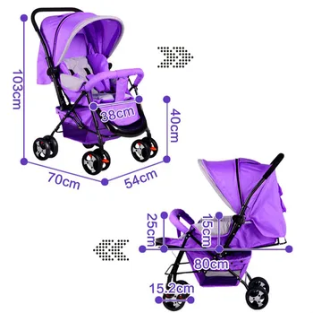 New Arrives Portable Baby Stroller Can Sit Can Lie High Landscape Light Weight Four Wheel Shockproof Folding Easy baby car