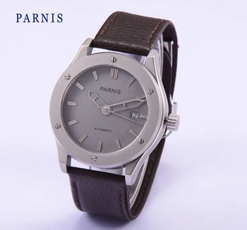 Parnis 41mm Stainless Steel Case Chronograph Watch Automatic Movement Men Watch Gray Dial with Silver Markers