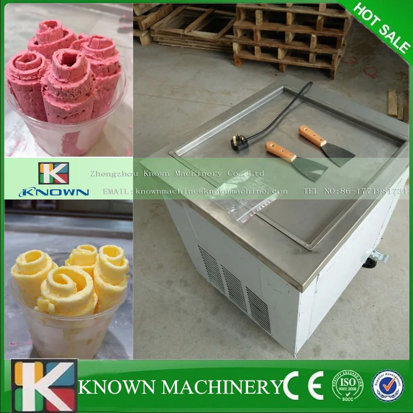 Stainless steel factory price 50cm square single pan ice cream freezer pan machine,thai ice cream roll machine