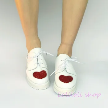 Princess sweet lolita shoes loliloli yoyo Japanese design custom red shinning heart low stepped sole platform sandals 7521
