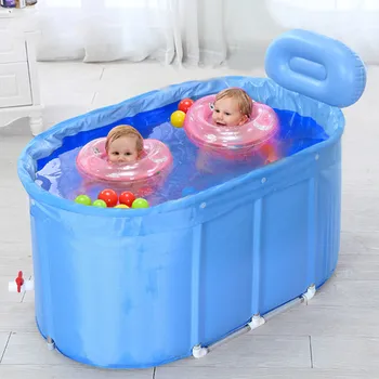Eco-friendly insulation cotton baby swimming pool stainless steel twins baby swimming pool folding children's playing game pool