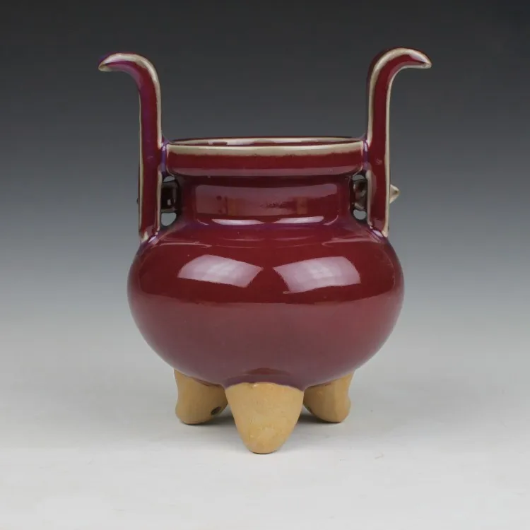 Tailai jade red censer ceramic Temple antique antique porcelain decoration Home Furnishing play in Jingdezhen