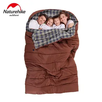 Naturehike Envelope large sleeping bags family camping travel cotton sleeping bag 2-3 person Sleeping Bag tourist equipment