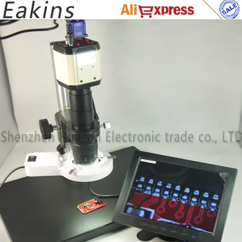 3 in1 Industry Microscope AV USB VGA outputs+180X C-Mount Lens+LED Light+Stand for Industry Lab AV VGA USB Output