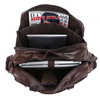 Genuine Leather Men Bag Fashion Real Leather Handbag Briefcase Business Laptop Shoulder Bag Top Quality Brown Messenger bag