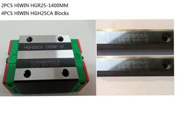 2pcs original Hiwin linear rail HGR25-1400mm and 4pcs HGH25CA narrow blocks for cnc