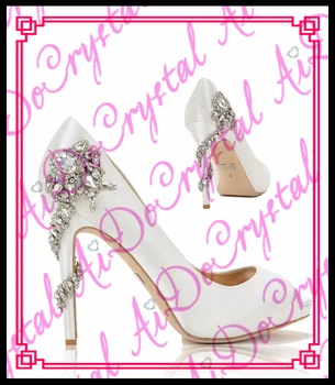 Aidocrystal Summer Classic Women Peep Toe Shoes Ladies High Heels Luxurious Rhinestones Shoes Wedding Elegant Pumps