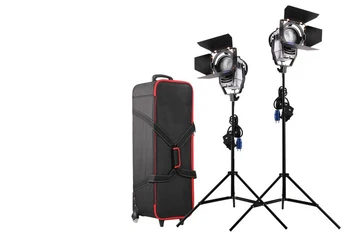 Dimmable Bi-color 2pcs LED100W LED Studio Fresnel spot Light 3200-5500K+Light Stand+Carry bag for Studio video