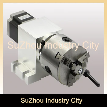 3 Jaw 80mm CNC 4th Axis CNC dividing head/Rotation Axis/A axis kit Nema23 Gapless harmonic gearbox for CNC woodworking machine