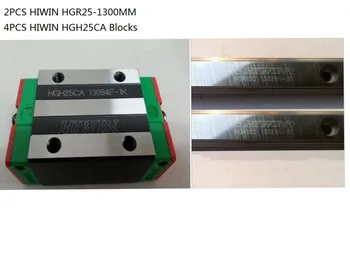 2pcs original Hiwin linear rail HGR25-1300mm and 4pcs HGH25CA narrow blocks for cnc