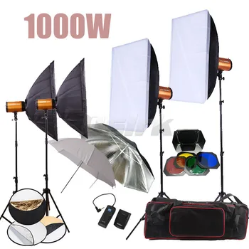 GODOX 4PCS Flash Strobe +4PCS Light Stand+4PCS Softbox+Flash Trigger+Umbrella+Reflector Lighting Set Photography Light kit