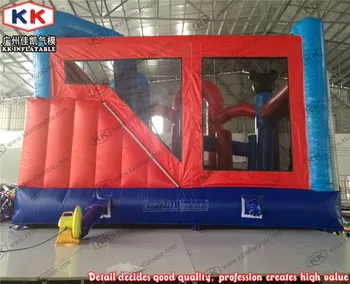 Inflatable Double Slide Equipment, Inflatable Cartoon Dry Slide With Bouncy Combo